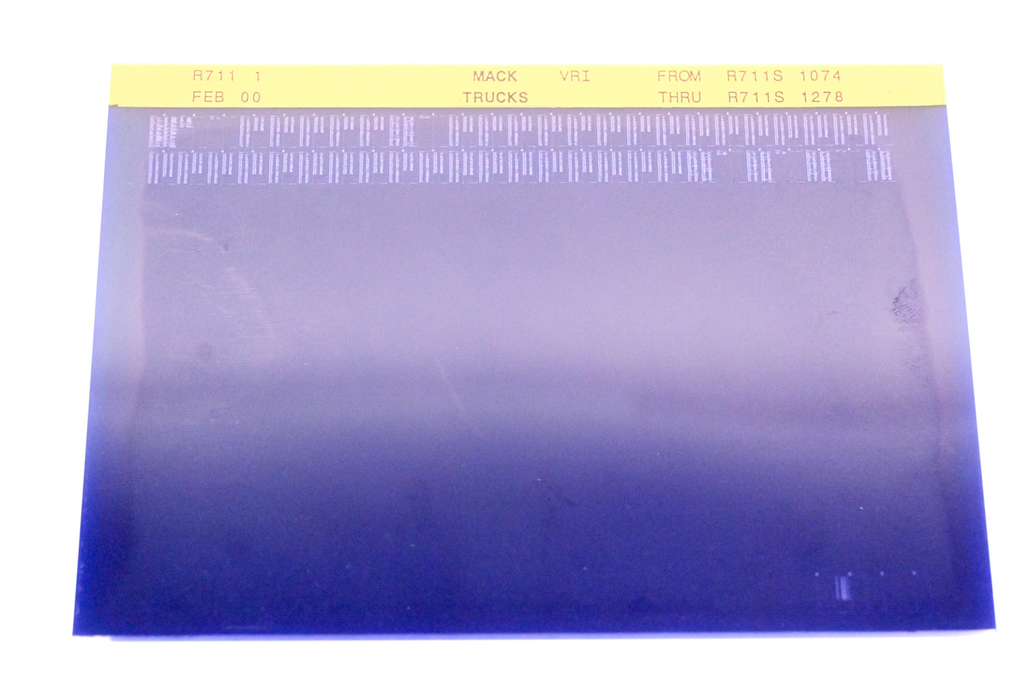 Mack R711 1 R711S1074 - R711S1278 VRI Microfiche NOS