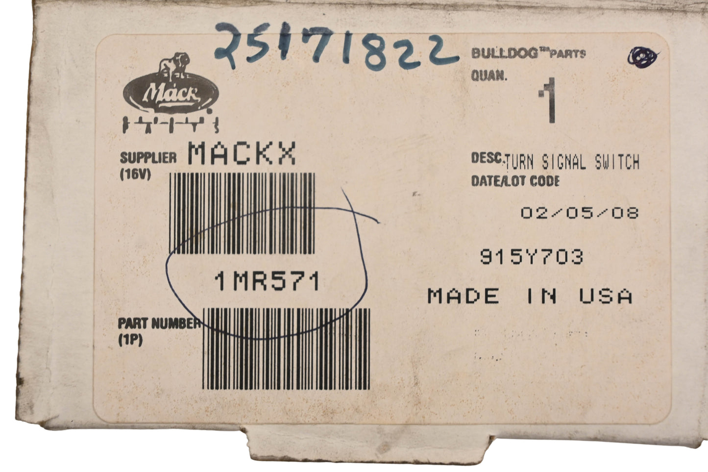 Mack 1MR571, 25171822 VSM Turn Signal NOS