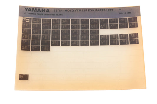 OEM Yamaha WE049-105 1983 Tri-Moto YTM225 DXK Parts List Microfiche Rev:2/18/1983