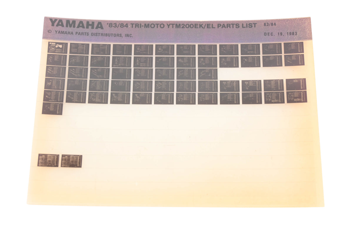 OEM Yamaha WE049-107 1983/84 Tri-Moto YTM200EK/EL Parts List Microfiche Rev:12/19/1983