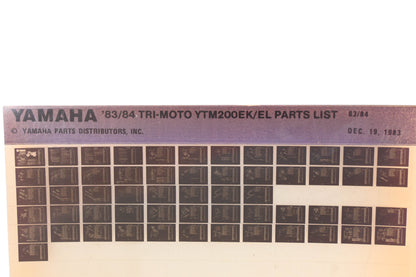 OEM Yamaha WE049-107 1983/84 Tri-Moto YTM200EK/EL Parts List Microfiche Rev:12/19/1983