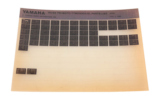 OEM Yamaha WE049-108 1983/84 Tri-Moto YTM200EK/EL Parts List Microfiche Rev:2/3/1984