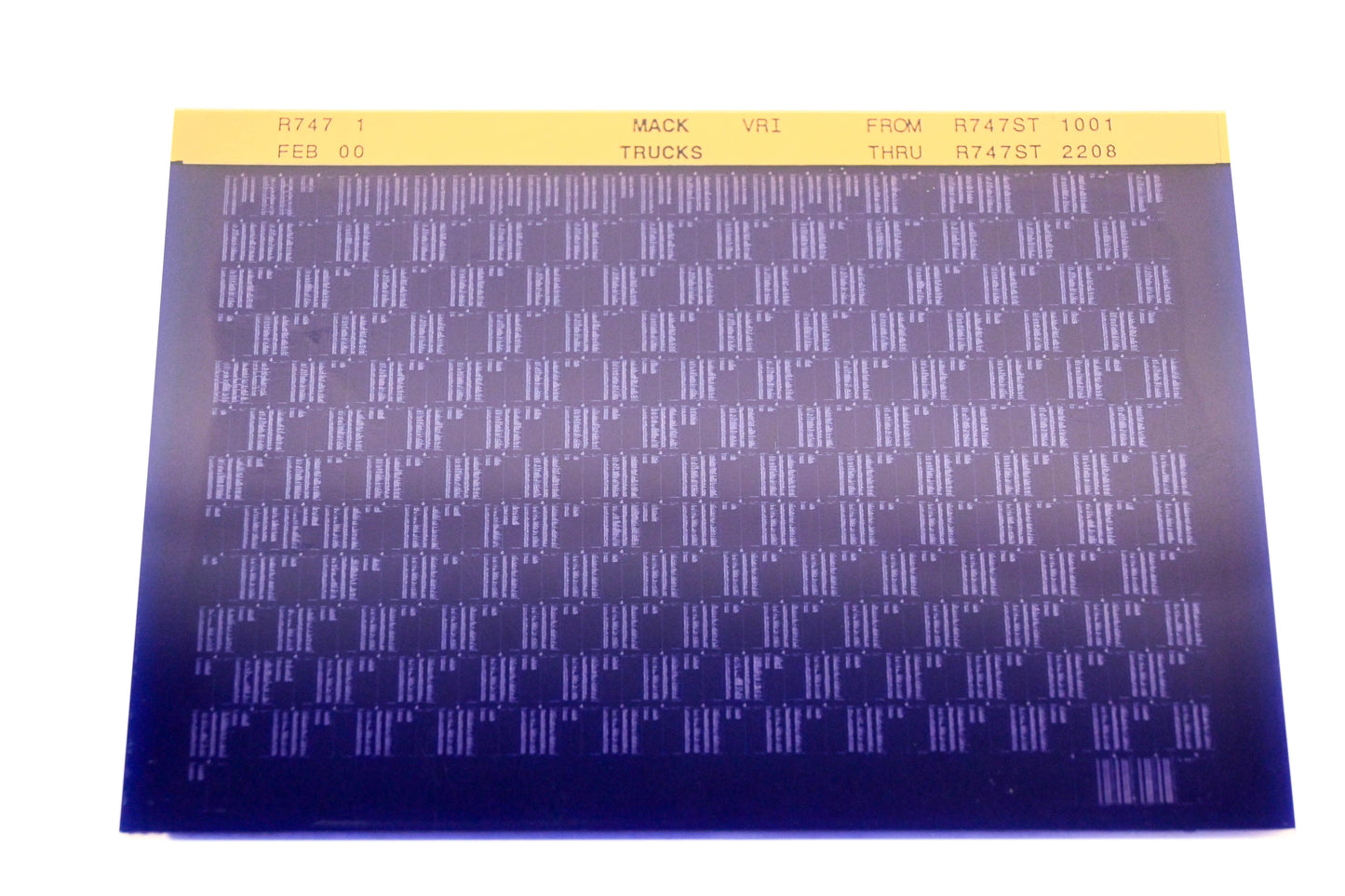 Mack R747 1 R747ST1001 - R747ST2208 VRI Microfiche NOS