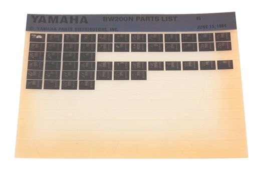 OEM Yamaha WE049-109 BW200N Parts List Microfiche Rev:6/15/1984