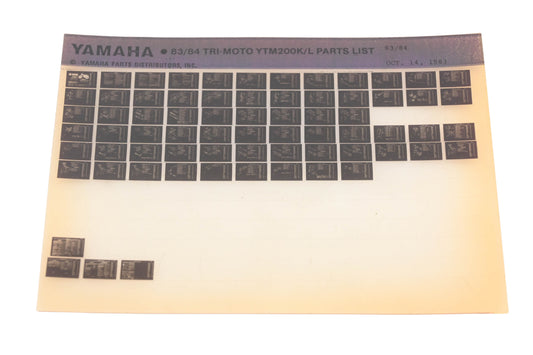 OEM Yamaha WE049-110 1983/84 Tri-Moto YTM200K/L Parts List Microfiche Rev:10/14/1983