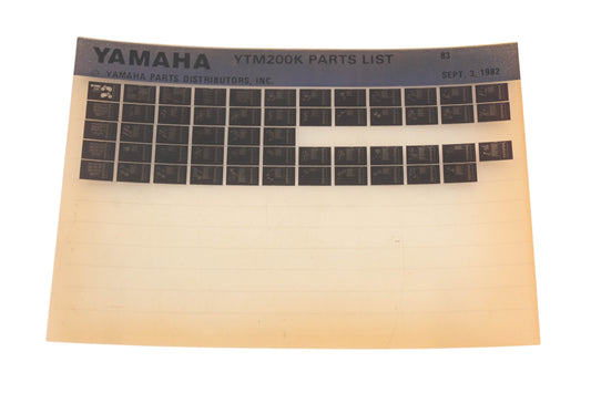 OEM Yamaha WE049-112 YTM200K Parts List Microfiche Rev:9/3/1982