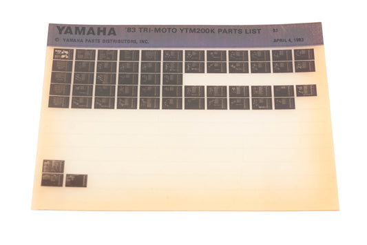 OEM Yamaha WE049-113 1983 Tri-Moto YTM200K Parts List Microfiche Rev:4/4/1983