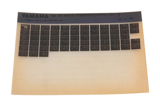 OEM Yamaha WE049-115 1983 Tri-Moto YTM200EK Parts List Microfiche Rev:1/26/1983