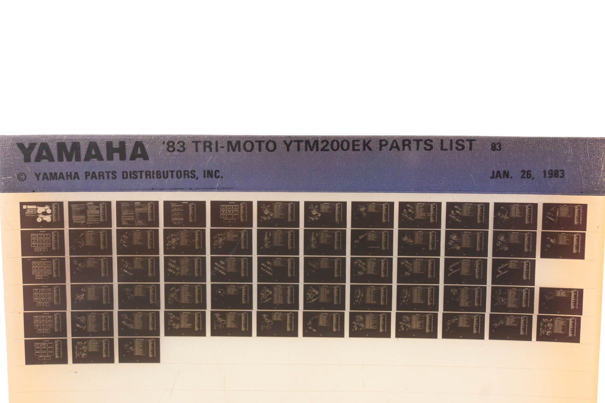 OEM Yamaha WE049-115 1983 Tri-Moto YTM200EK Parts List Microfiche Rev:1/26/1983