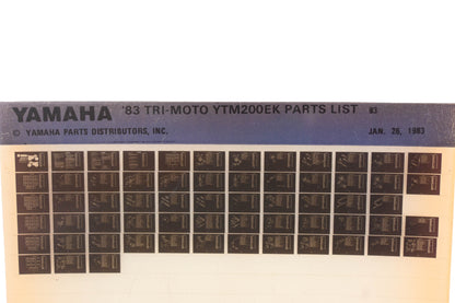 OEM Yamaha WE049-115 1983 Tri-Moto YTM200EK Parts List Microfiche Rev:1/26/1983