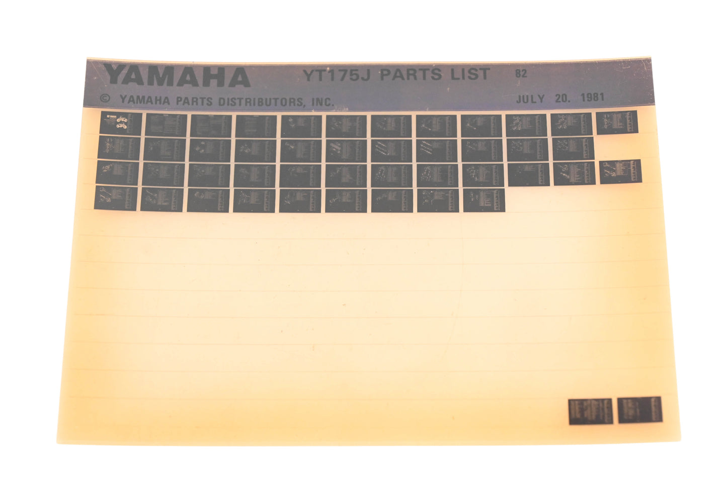 OEM Yamaha WE049-117 YT175J Parts List Microfiche Rev:7/20/1981