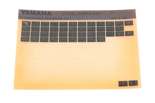 OEM Yamaha WE049-118 YT175J Parts List Microfiche Rev:9/4/1981