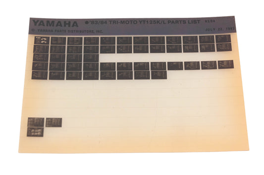 OEM Yamaha WE049-120 1983/84 Tri-Moto YT125K/L Parts List Microfiche Rev:7/22/1983