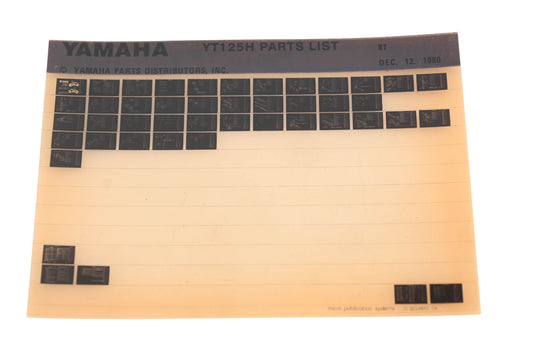 OEM Yamaha WE049-122 1981 YT125H Parts List Microfiche Rev:12/12/1980