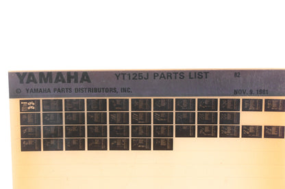 OEM Yamaha WE049-123 1982 YT125J Parts List Microfiche Rev:11/9/1981