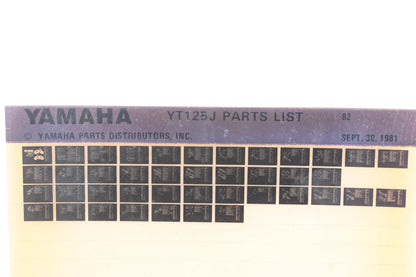 OEM Yamaha WE049-125 YT125J Parts List Microfiche Rev:9/30/1981