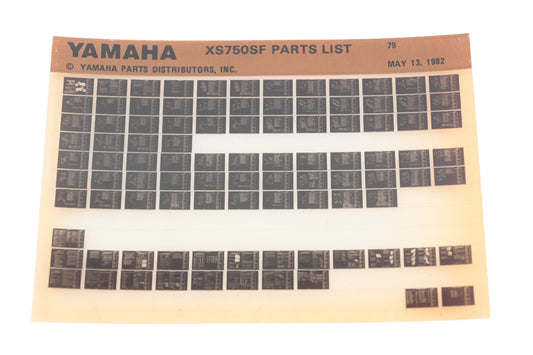 OEM Yamaha WE049-126 1979 XS750SF Parts List Microfiche Rev:5/13/1982