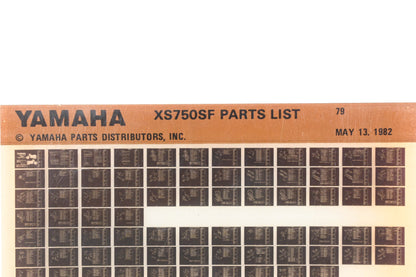 OEM Yamaha WE049-126 1979 XS750SF Parts List Microfiche Rev:5/13/1982