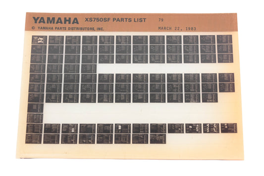 OEM Yamaha WE049-127 1979 XS750SF Parts List Microfiche Rev:3/22/1983