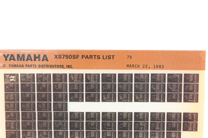 OEM Yamaha WE049-127 1979 XS750SF Parts List Microfiche Rev:3/22/1983