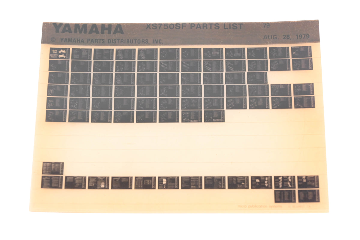 OEM Yamaha WE049-128 1979 XS750SF Parts List Microfiche Rev:8/28/1979