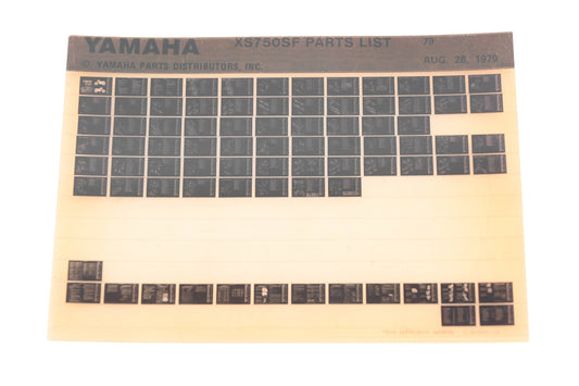 OEM Yamaha WE049-128 1979 XS750SF Parts List Microfiche Rev:8/28/1979