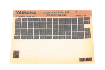 OEM Yamaha WE049-129 1982 XJ750J Maxim 750 Parts List Microfiche Rev:3/2/1982