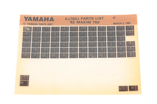 OEM Yamaha WE049-129 1982 XJ750J Maxim 750 Parts List Microfiche Rev:3/2/1982