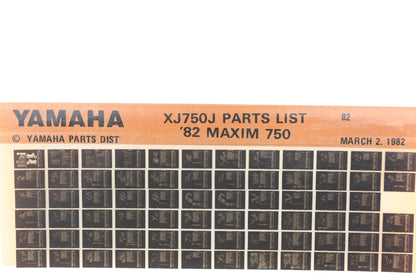 OEM Yamaha WE049-129 1982 XJ750J Maxim 750 Parts List Microfiche Rev:3/2/1982
