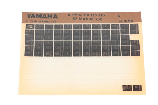 OEM Yamaha WE049-130 1982 XJ750J Maxim 750 Parts List Microfiche Rev:1/20/1982