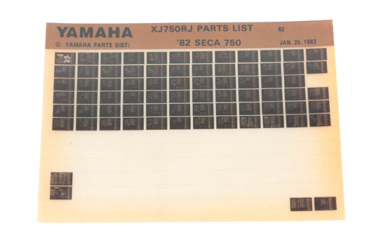 OEM Yamaha WE049-131 1982 XJ750RJ SECA 750 Parts List Microfiche Rev:1/25/1982