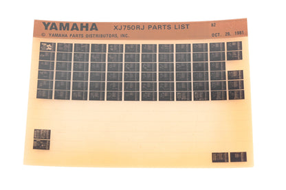 OEM Yamaha WE049-132 1982 XJ750RJ Parts List Microfiche Rev:10/29/1981