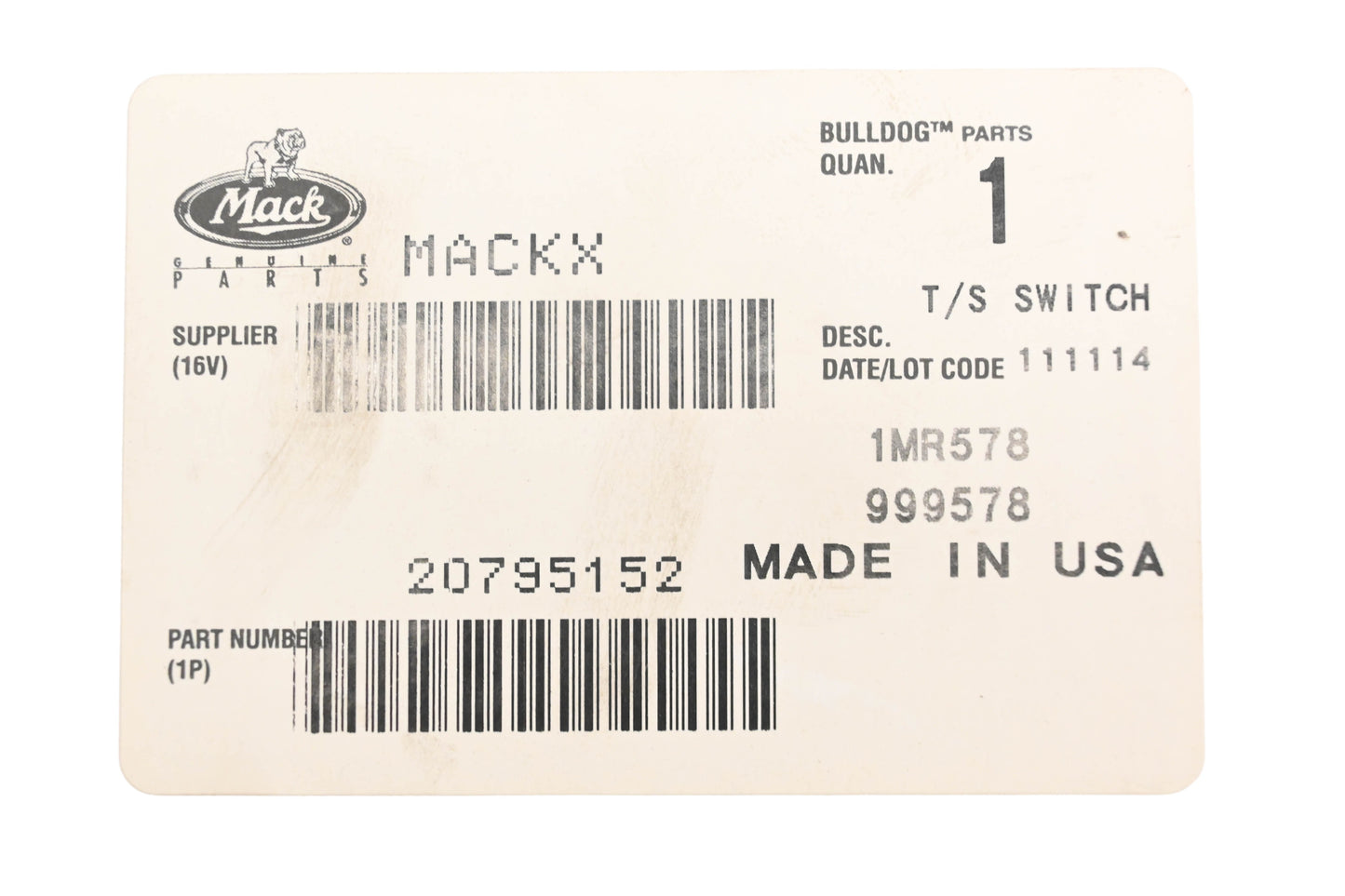 Mack 20795152, 1MR578, 99578 VSM Turn Signal NOS