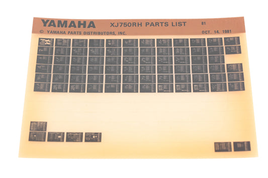 OEM Yamaha WE049-134 1981 XJ750RH Parts List Microfiche Rev:10/14/1981
