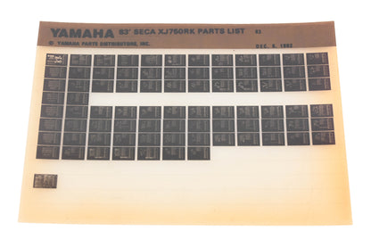OEM Yamaha WE049-135 1983 SECA XJ750RK Parts List Microfiche Rev:12/8/1982