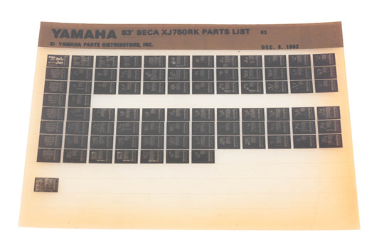 OEM Yamaha WE049-135 1983 SECA XJ750RK Parts List Microfiche Rev:12/8/1982