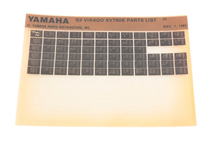 OEM Yamaha WE049-136 1983 Virago XV750K Parts List Microfiche Rev:11/1/1982