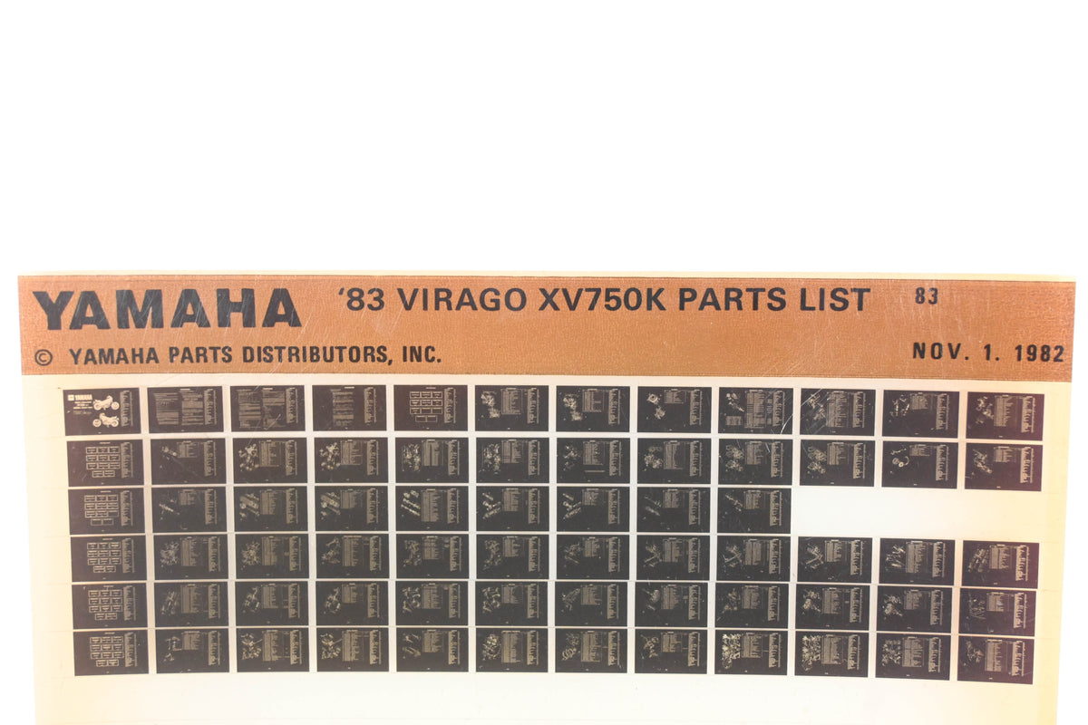 OEM Yamaha WE049-136 1983 Virago XV750K Parts List Microfiche Rev:11/1/1982