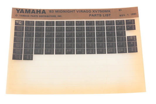OEM Yamaha WE049-137 1983 Midnight Virago XV750MK Parts List Microfiche Rev:11/1/1982