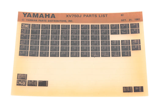 OEM Yamaha WE049-140 1982 XV750J Parts List Microfiche Rev:10/21/1981