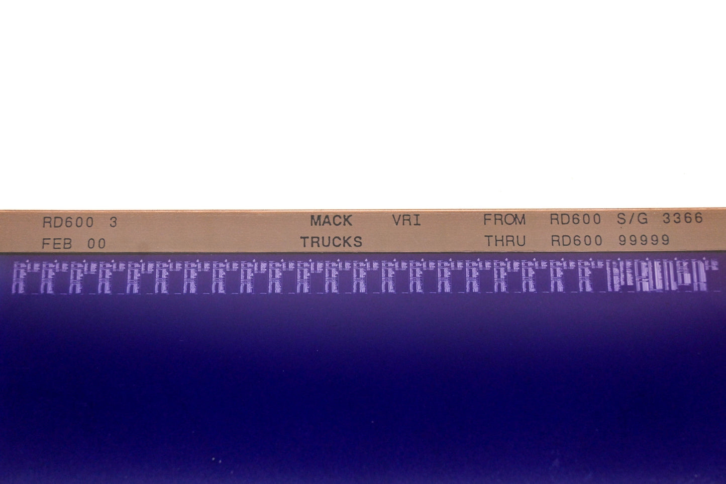 Mack RD600 3 RD600 S/G 3365 - RD60099999 VRI Microfiche NOS