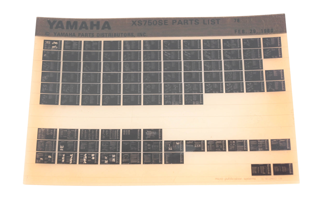 OEM Yamaha WE049-142 1978 XS750E Parts List Microfiche Rev:2/29/1980