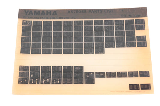 OEM Yamaha WE049-142 1978 XS750E Parts List Microfiche Rev:2/29/1980