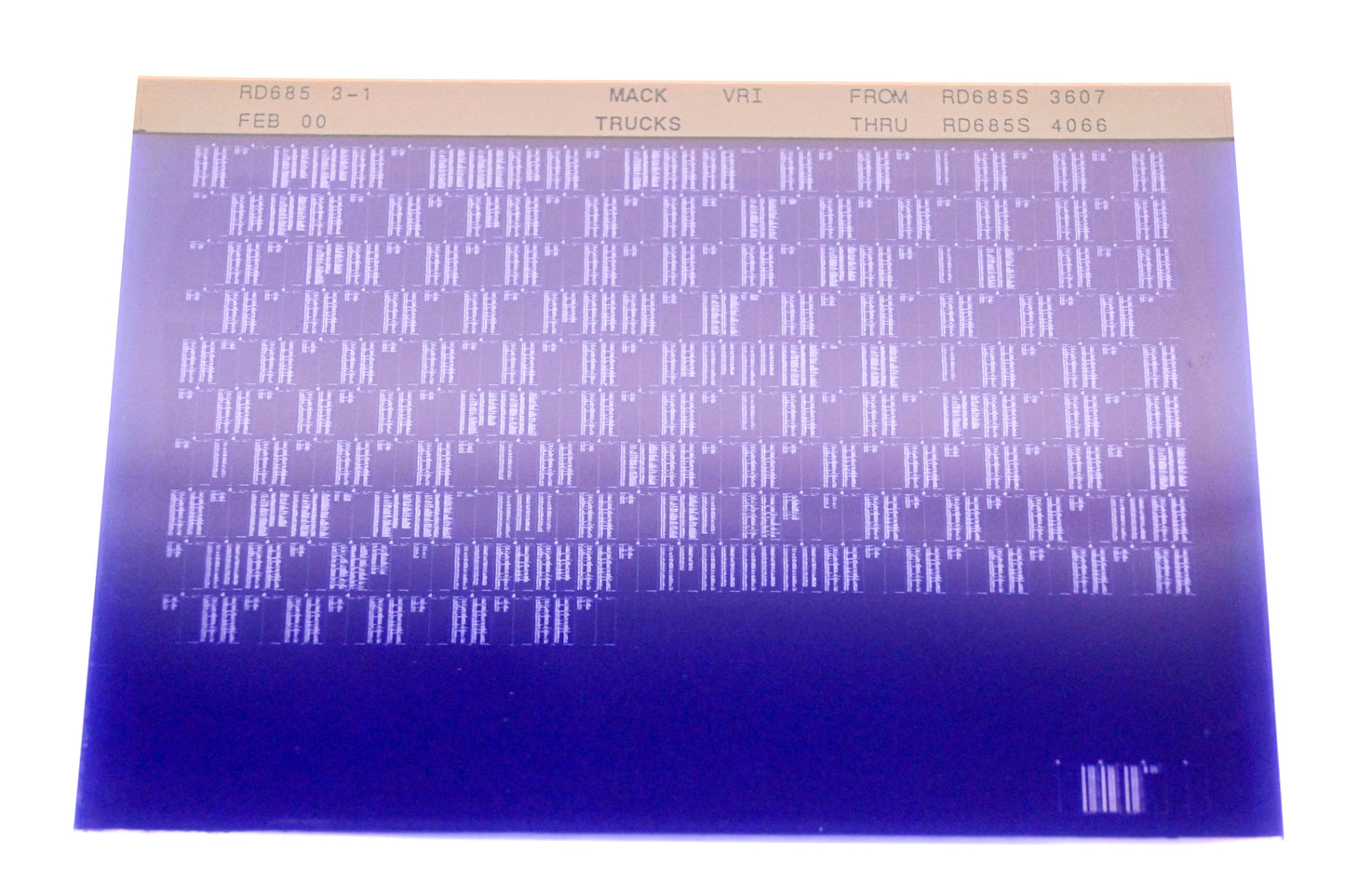Mack RD685 3-1 RD685S3607 - RD685S4066 VRI Microfiche NOS