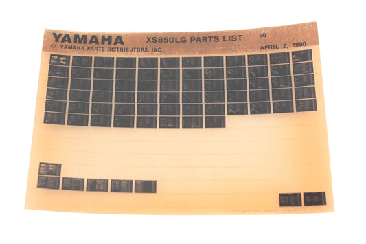 OEM Yamaha WE049-144 1980 XS850LG parts List Microfiche Rev:4/2/1980