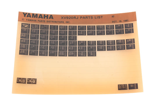 OEM Yamaha WE049-148 1982 XV920RJ Parts List MicroficheRev:10/16/1981