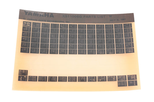 OEM Yamaha WE049-149 XS1100SG Parts List Microfiche Rev:7/8/1981