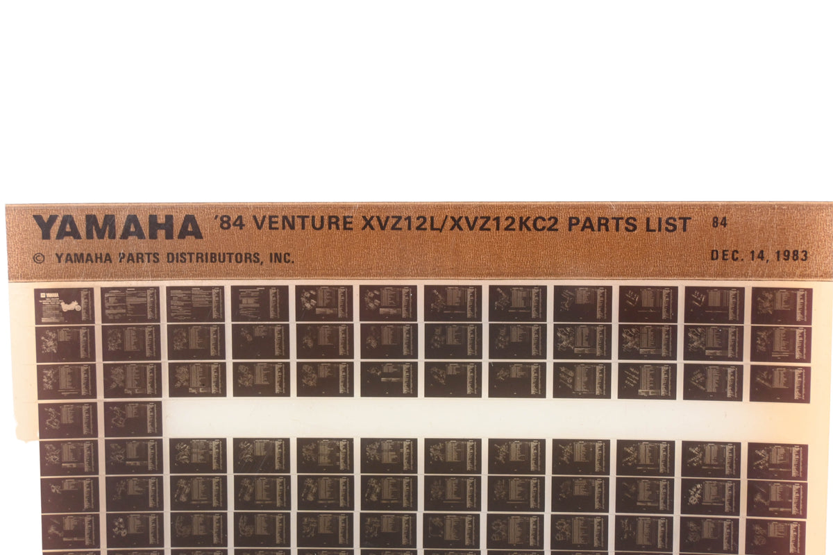 OEM Yamaha WE049-150 1984 Venture XVZ12L/XVZ12KC2 Parts List Microfiche Rev:12/14/1983