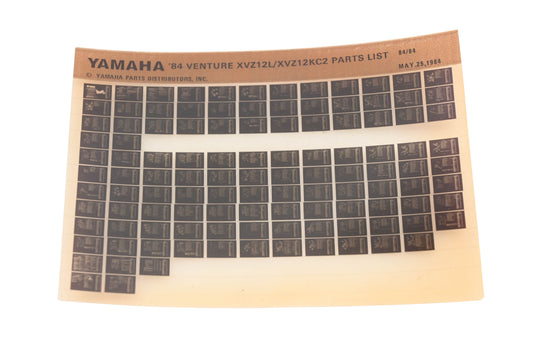 OEM Yamaha WE049-151 1984 Venture XVZ12L/XVZ12KC2 Parts List Microfiche Rev:5/25/1984