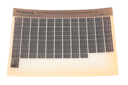 OEM Yamaha WE049-153 1984 Venture Royale XVZ12DL/DKC2 Parts List Microfiche Rev:1/9/1984